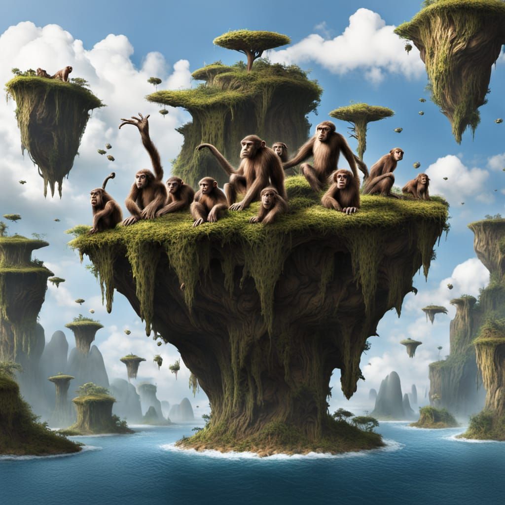 Primate Utopia Floating Amidst the Skies
