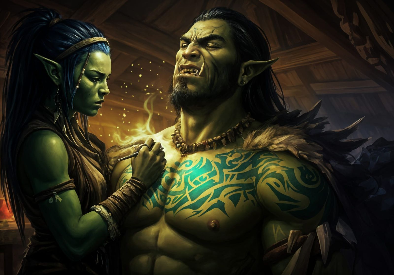 Orc Shaman Creates Magical Tribal Tattoo