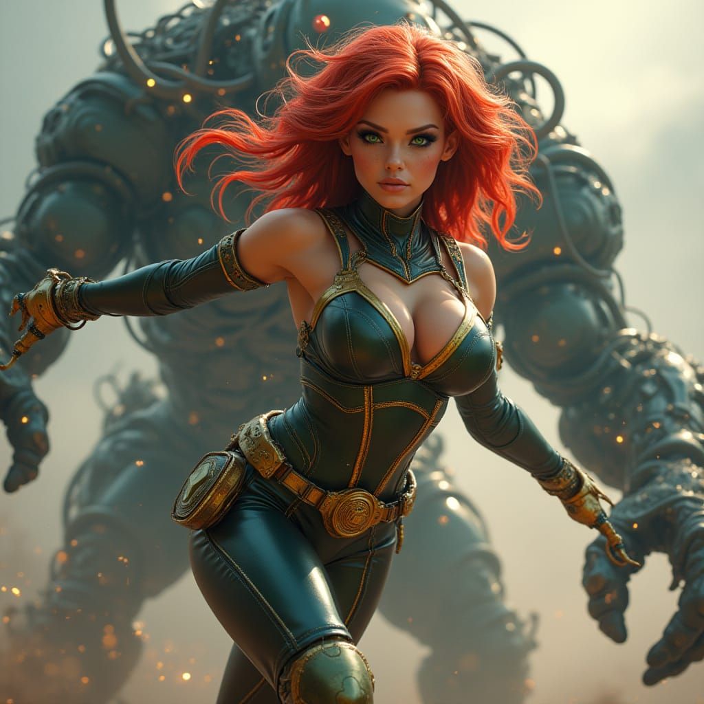 Cyberpunk Heroine Battles Futuristic Monster in Anime-Inspir...