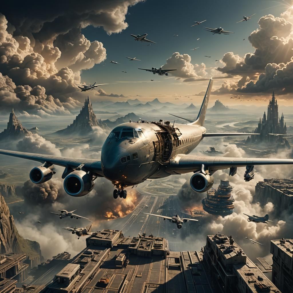 Martian on Airplane Wing: Epic Digital Matte Painting