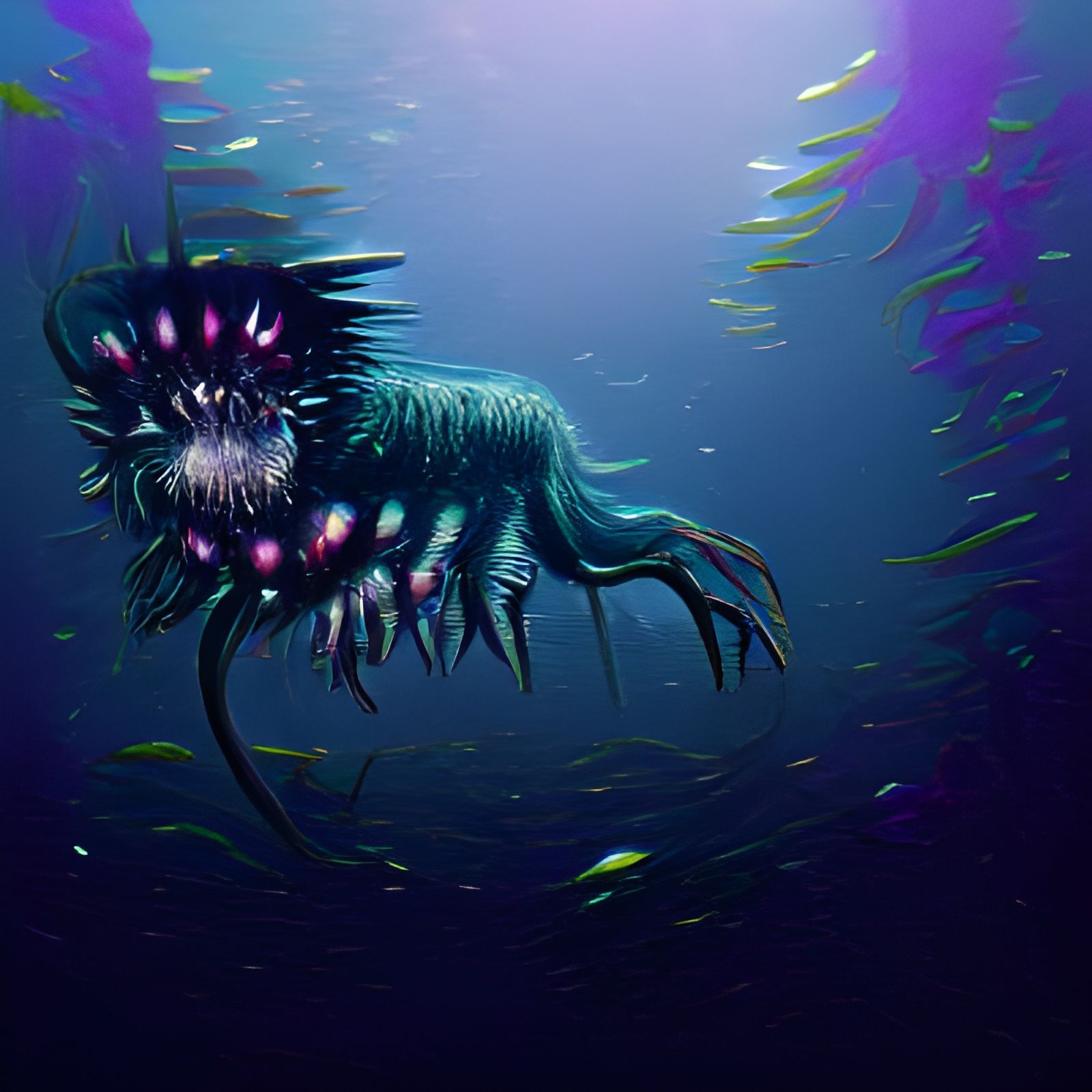 Bioluminescent Deep Sea Monster in the Abyss
