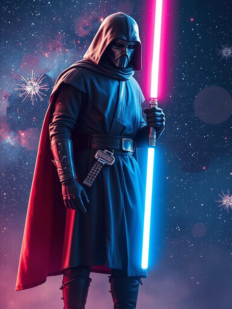 Epic Jedi Knight in a Starry Galaxy