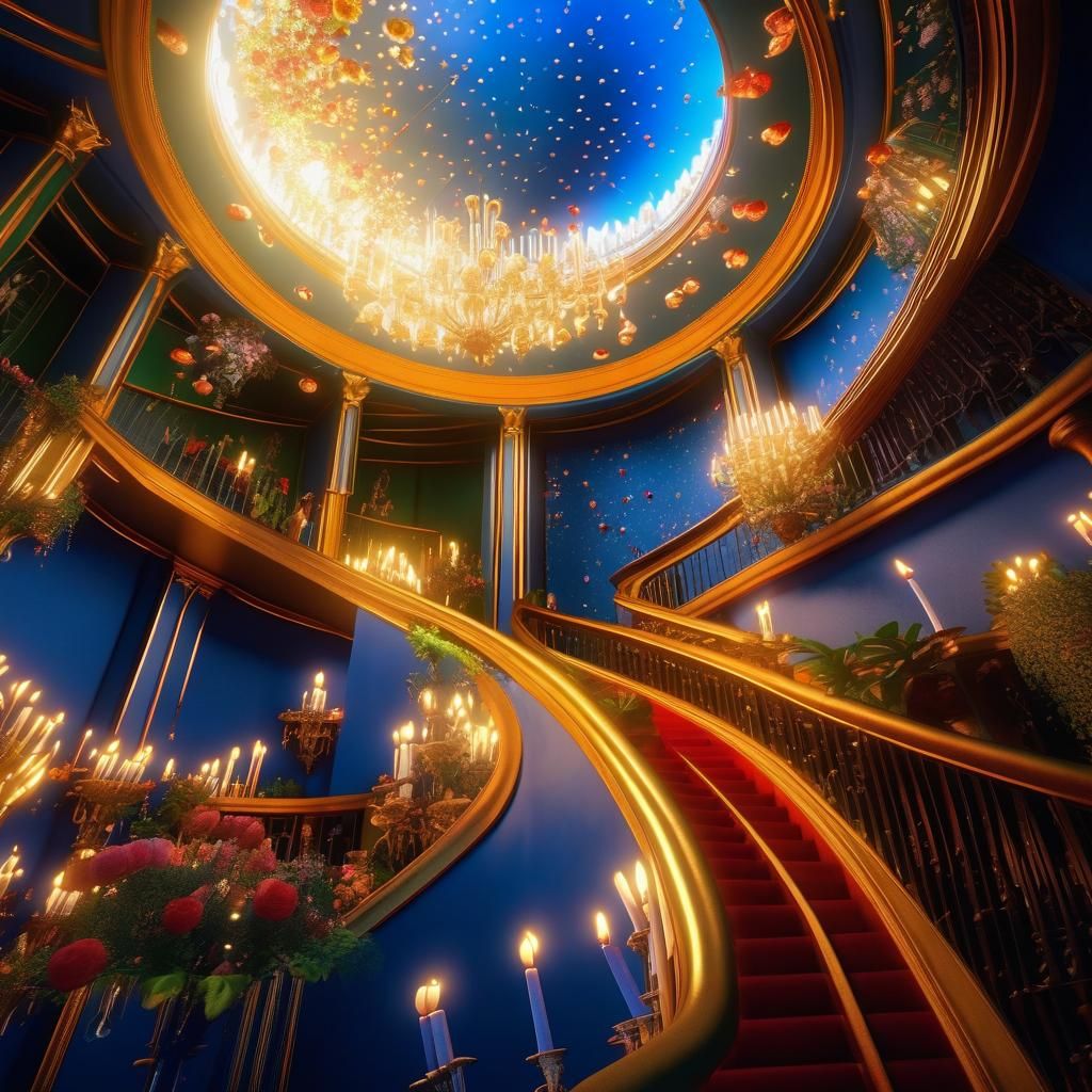 Art Deco Room Lit by Candles in Bosch Style