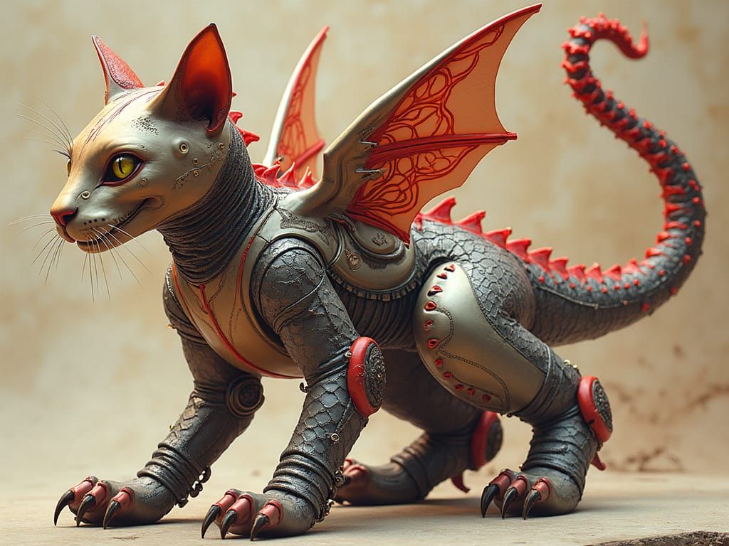 Feline Dragon in Spacesuit: Futuristic Art