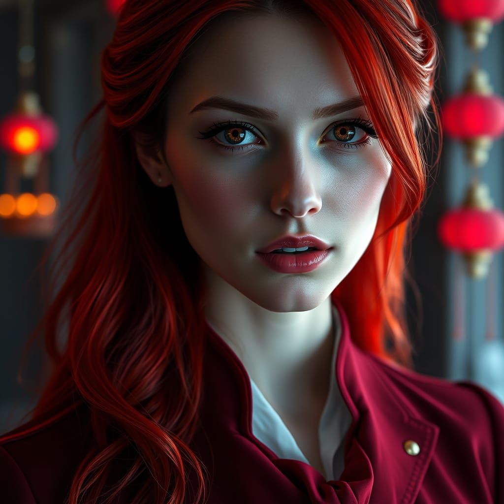 Red Haired Woman in Elegant Formal Attire