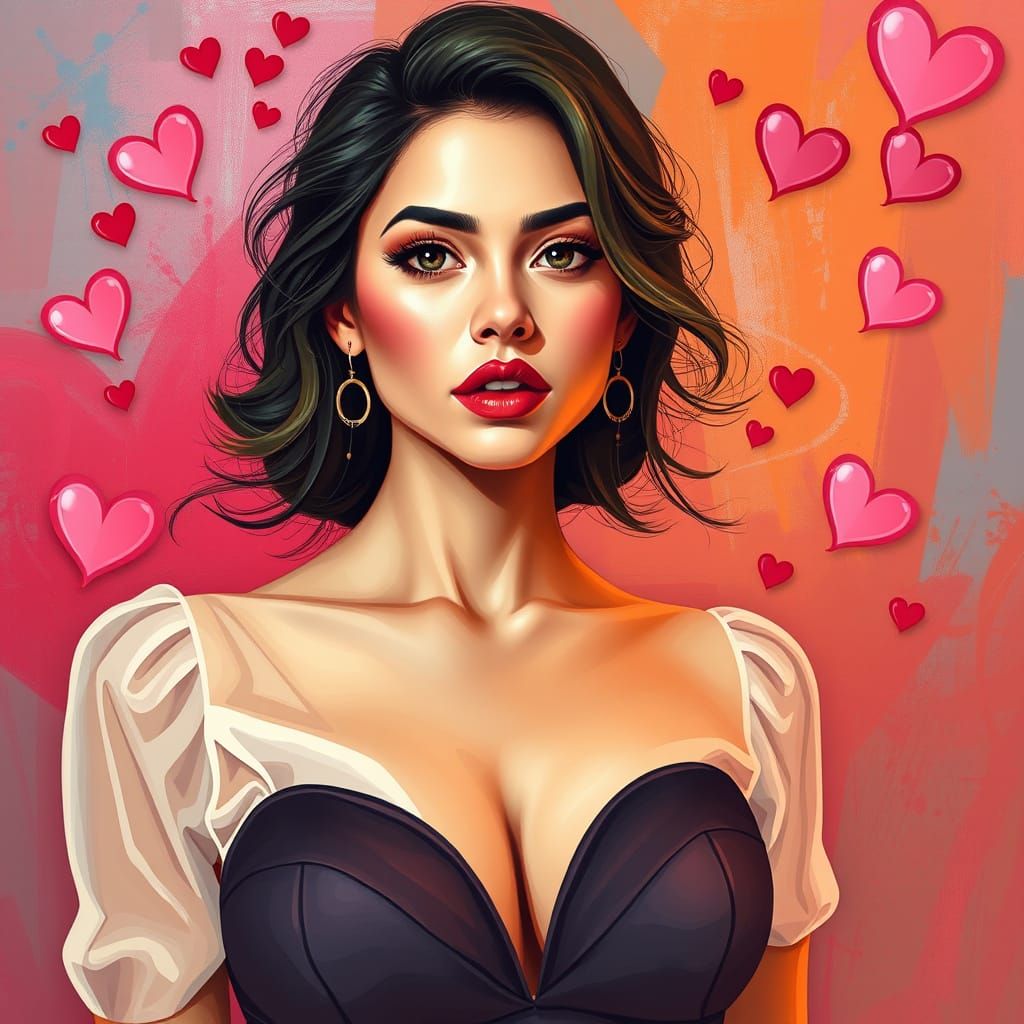 Sultry Woman Exudes Love and Beauty in Vibrant Heart-Shaped ...