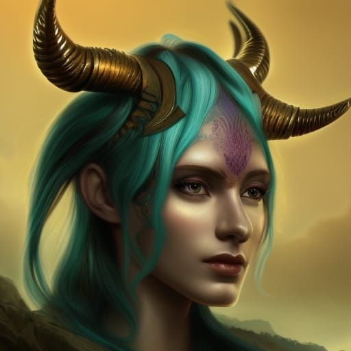 Aries Zodiac Woman in Detailed Fantasy Art