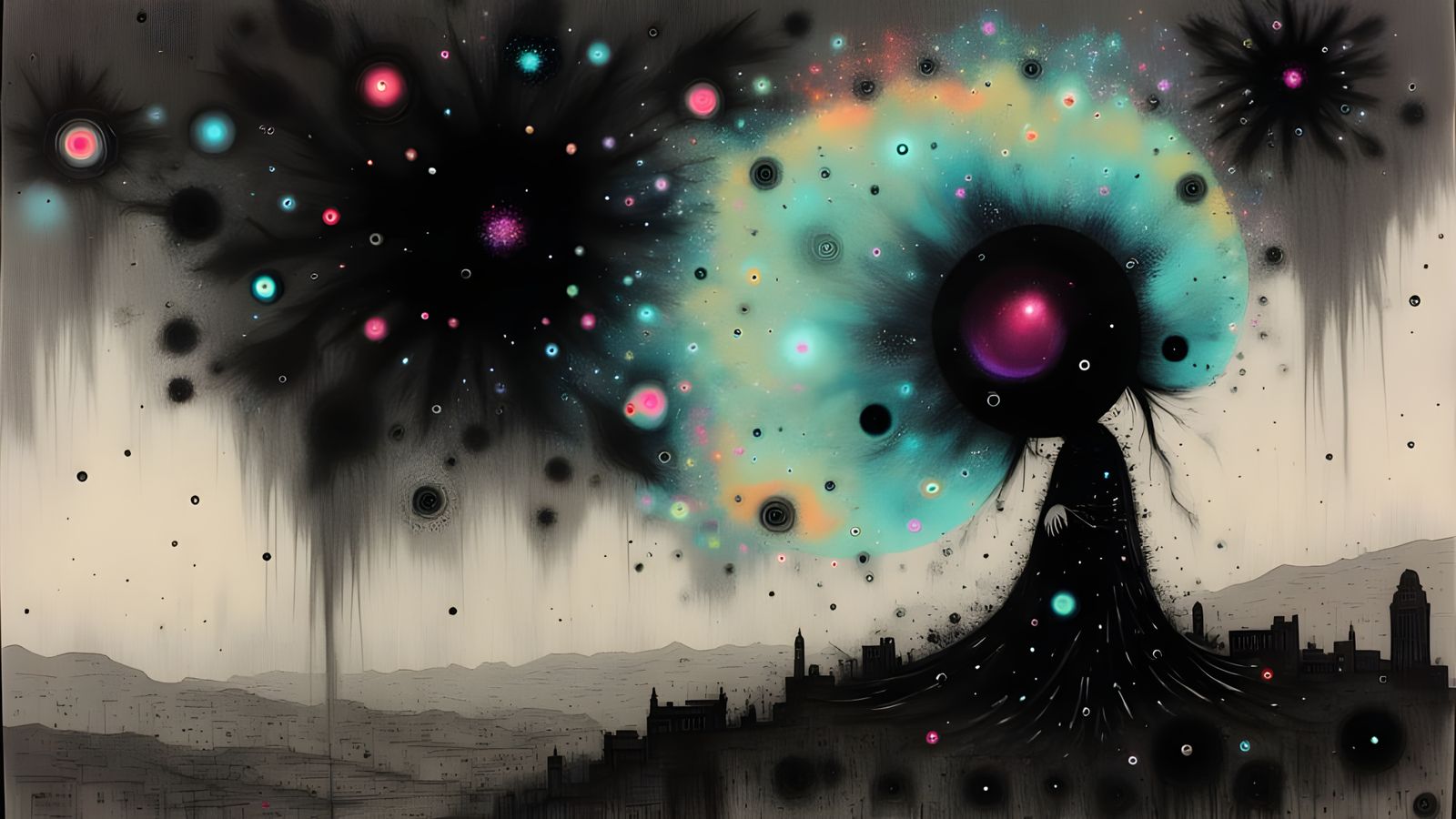 Surreal Charcoal Watercolor Art