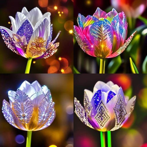 Intricate Crystal Tulip in Dynamic Lighting