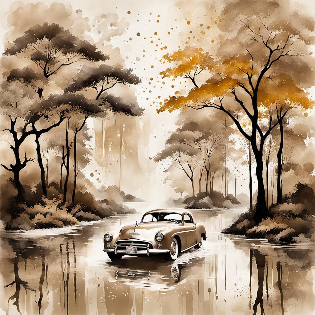 Sumi-e Portrait: Beauty's Bauhaus Pop Art Whimsy