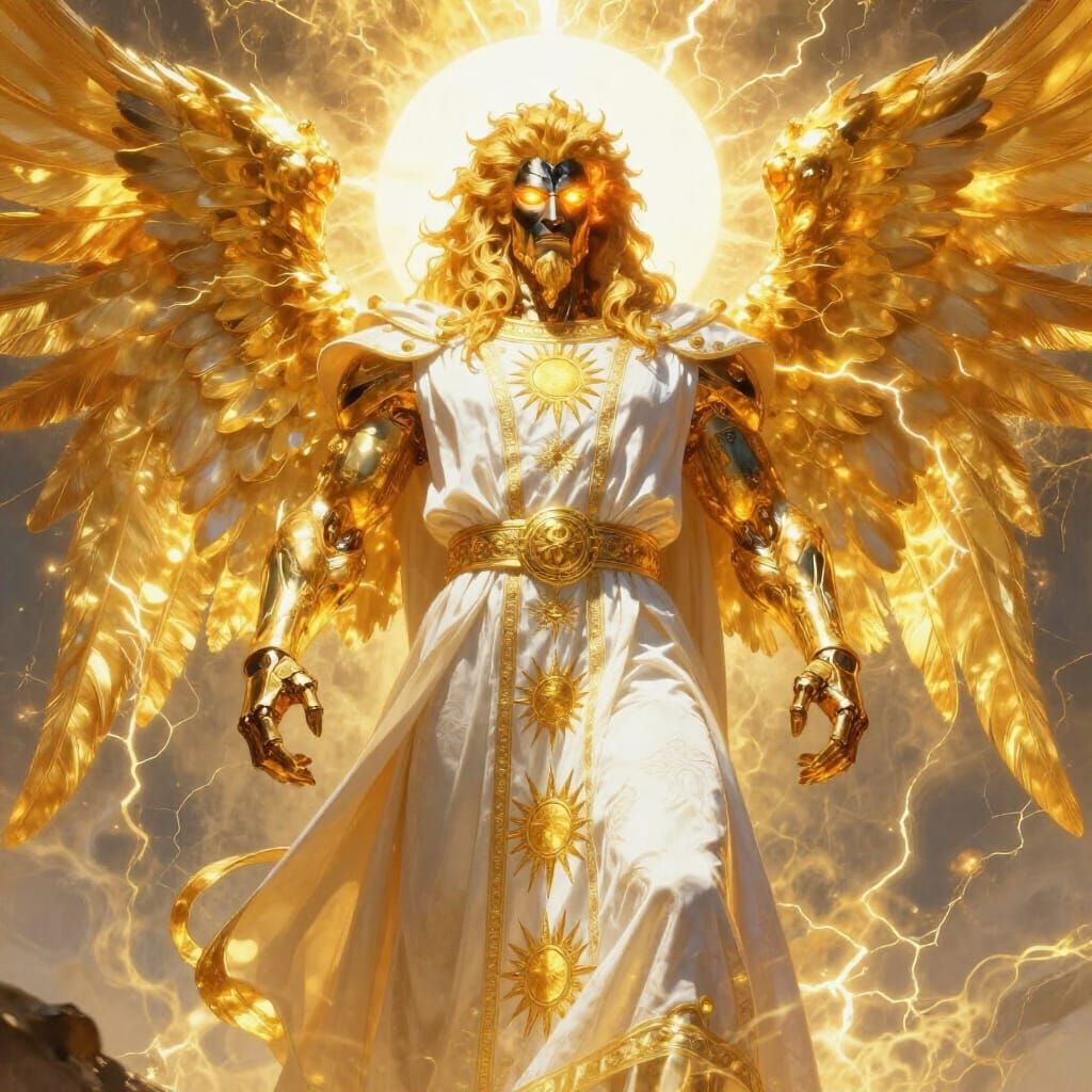 Hamaliel Malakh Angelic Prince of Virtues in Golden Topaz