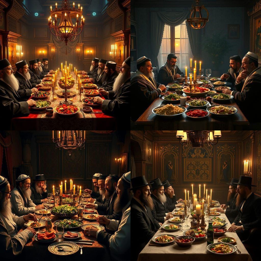 Traditional Orthodox Jewish Boys' Shabbat Dinner