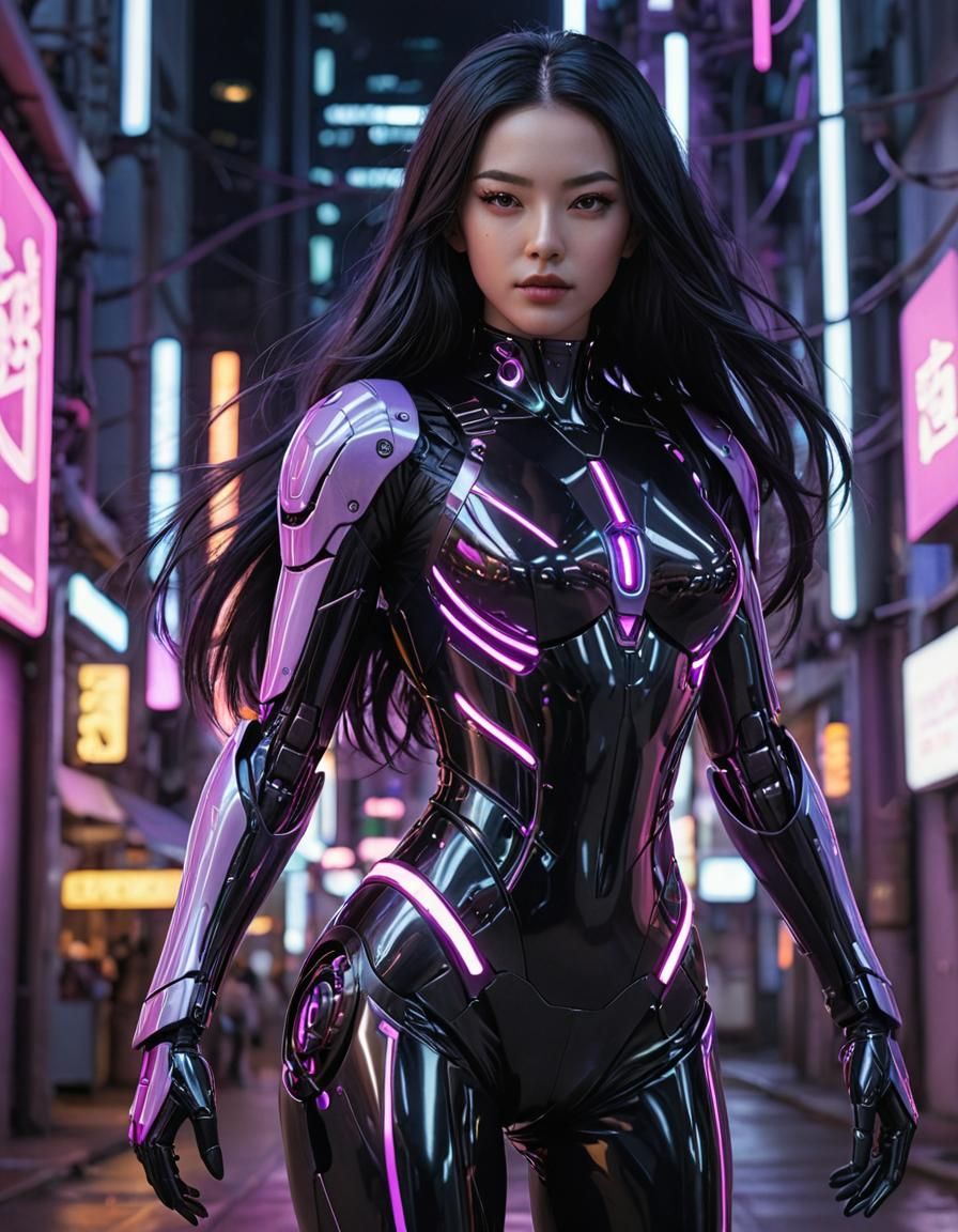 Cyberpunk Anime Character in Futuristic Cityscape