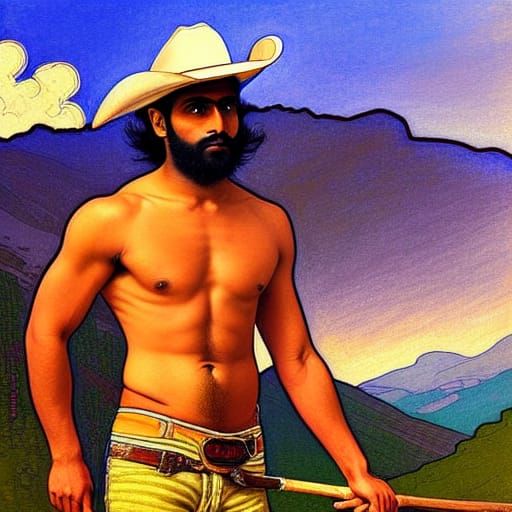 Epic Mountain Cowboy in Golden Hour Light