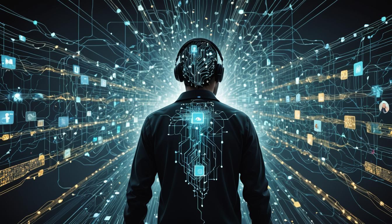 Surreal Data Stream Landscape with Internet Avatars