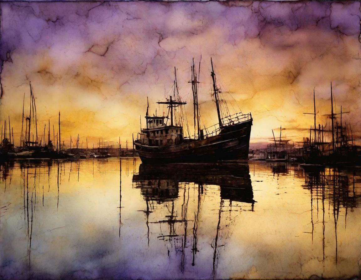 Forgotten Harbor at Twilight in Romanticism Style