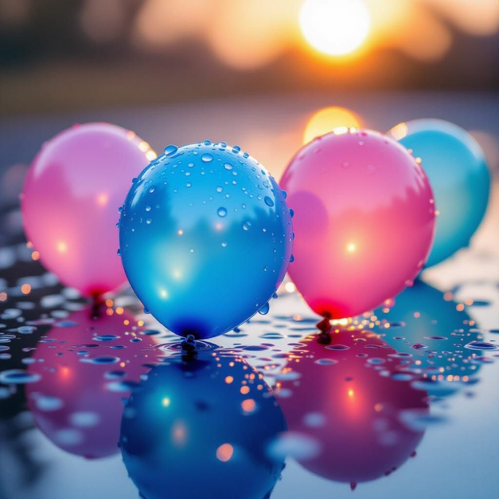 Iridescent Balloons Reflecting Morning Light: A Macro Photog...