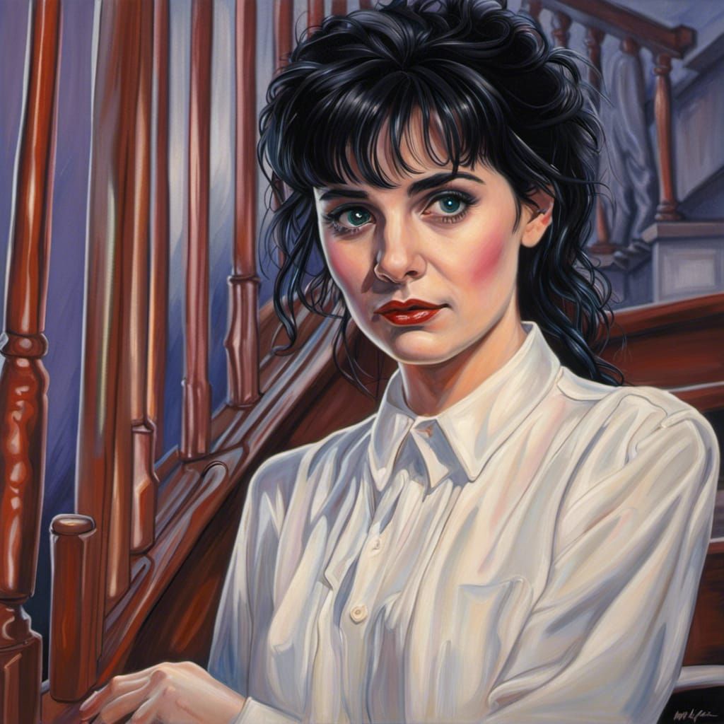 Lydia Deetz Portrait: Hyperrealistic 1980s Style