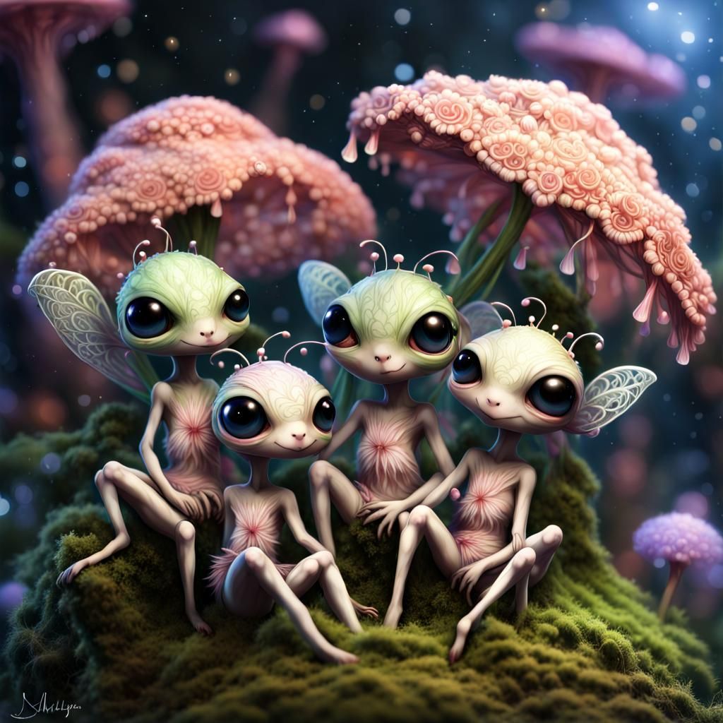 Filigree Fairies in Fractal Garden, Digital Art