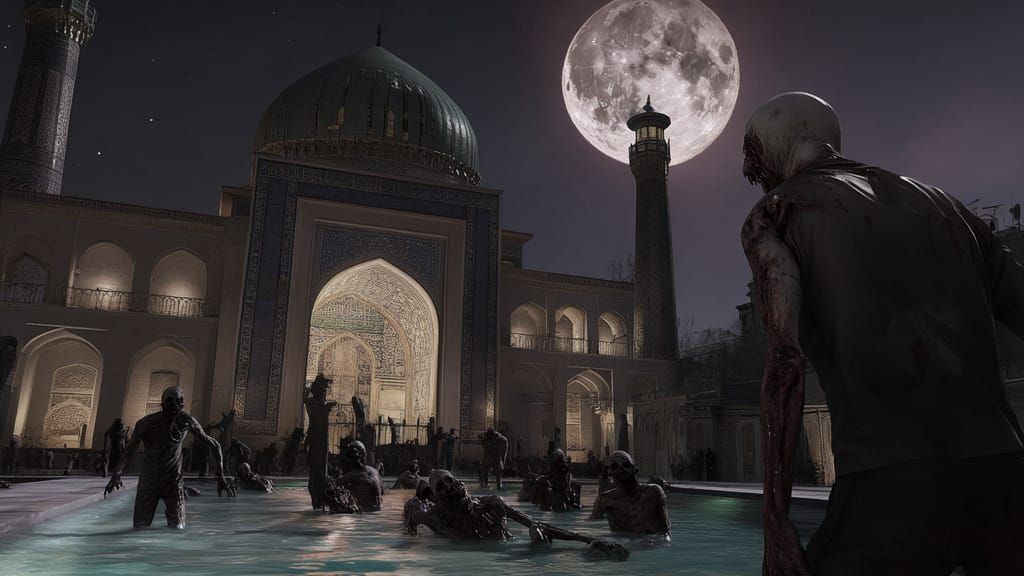 Zombie Siege at Tehran Mosque: Horror Scene