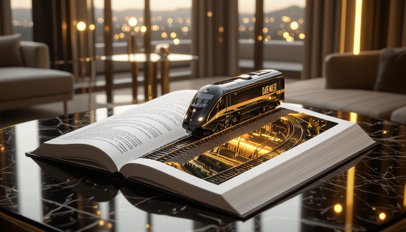 Book Pages Transform into Futuristic Landscape with Train
