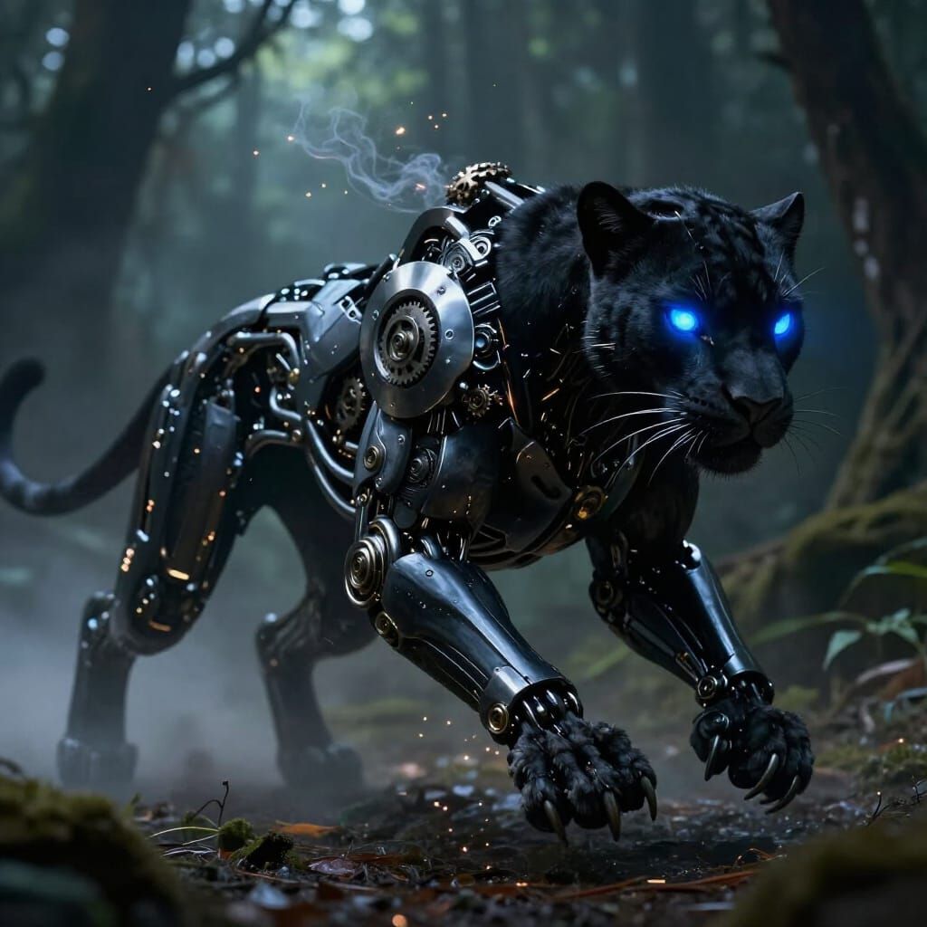 Mechanical Panther Transforms into Organic Creature