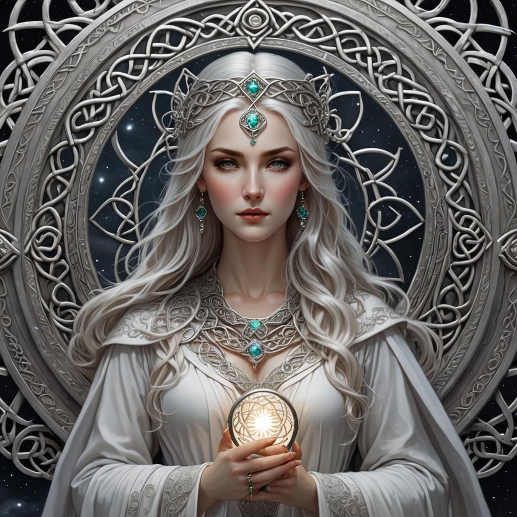 Celtic Goddess Arianrhod with Magic Wheel