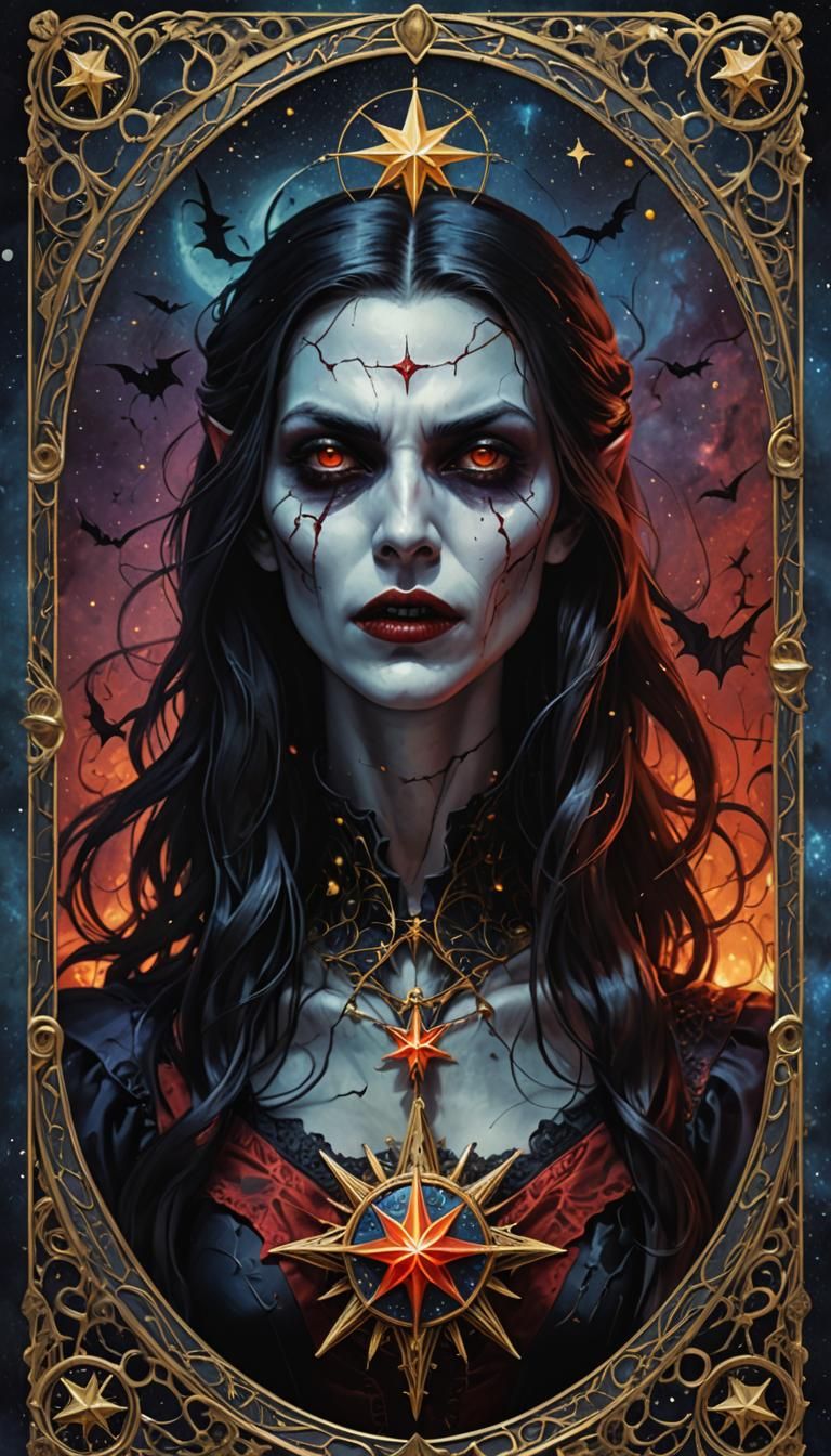 Vampire Star Tarot Card in Hyperrealism