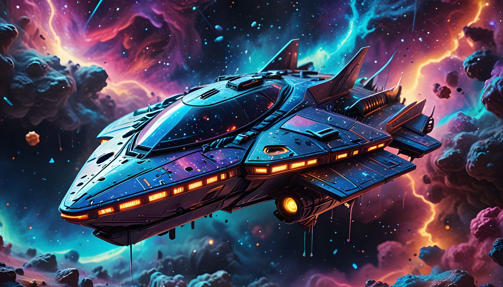 Majestic Greeble Spaceship in Graffiti Art Style