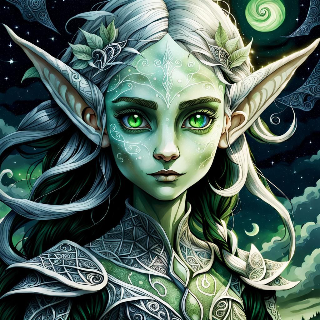 Ethereal Elf Portrait in Dark Fantasy Style
