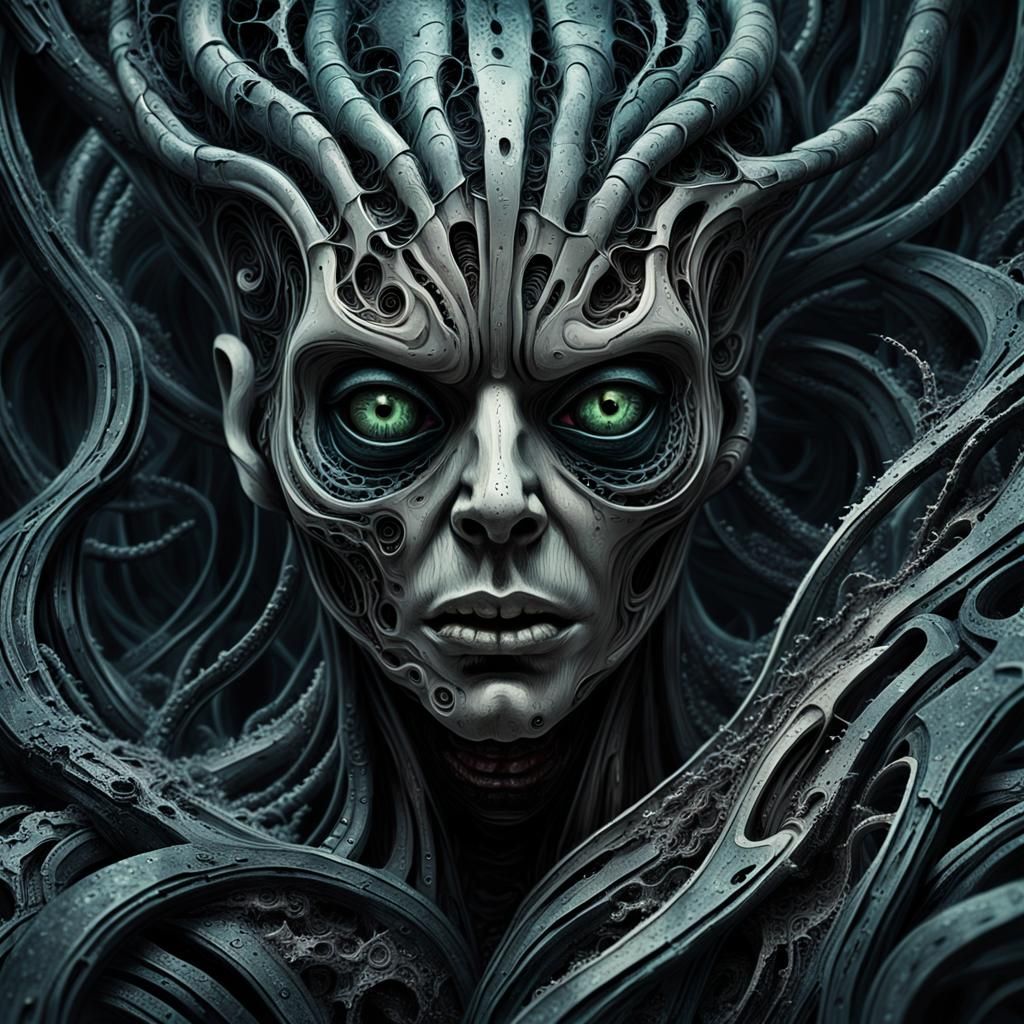 Anguished Face in Dystopian Surrealism