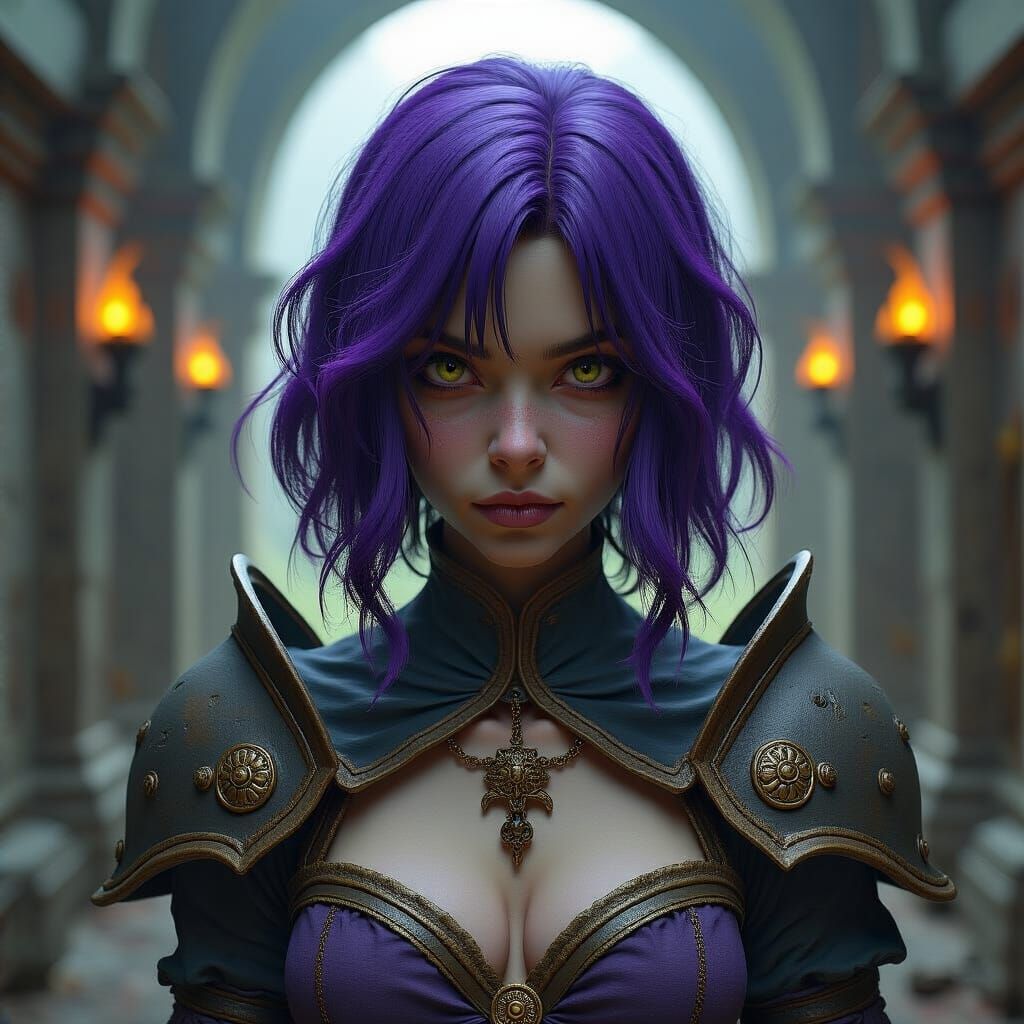 War Maiden in Mountain King's Hall, Dark Fantasy Art