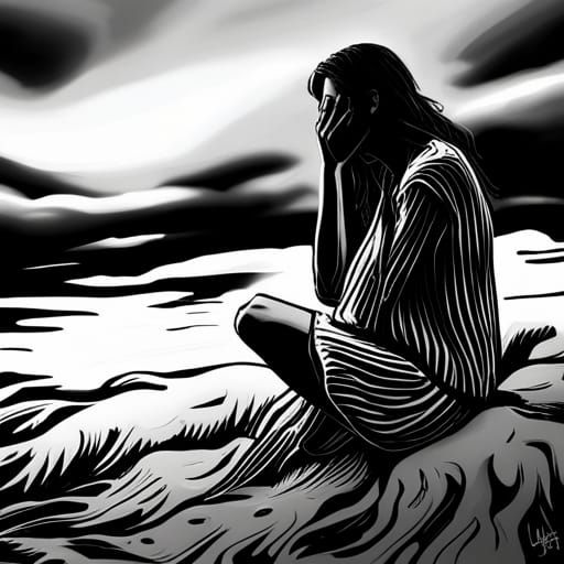 Hyperrealistic Grief Portrait with Colorful Accents