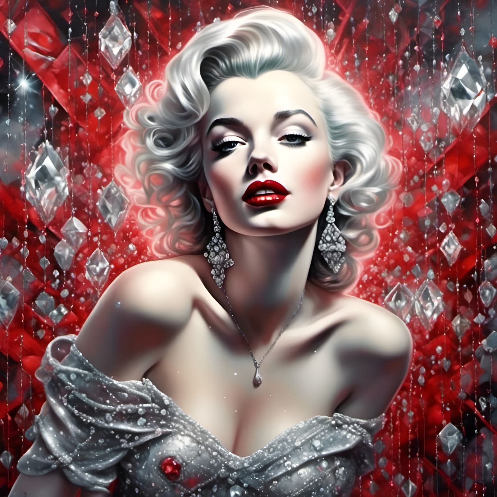 Marilyn Monroe Portrait with Graffiti and Diamonds