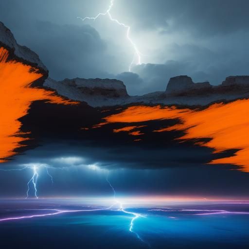 Surreal Desert Mezzanine Lightning Storm, Digital Art