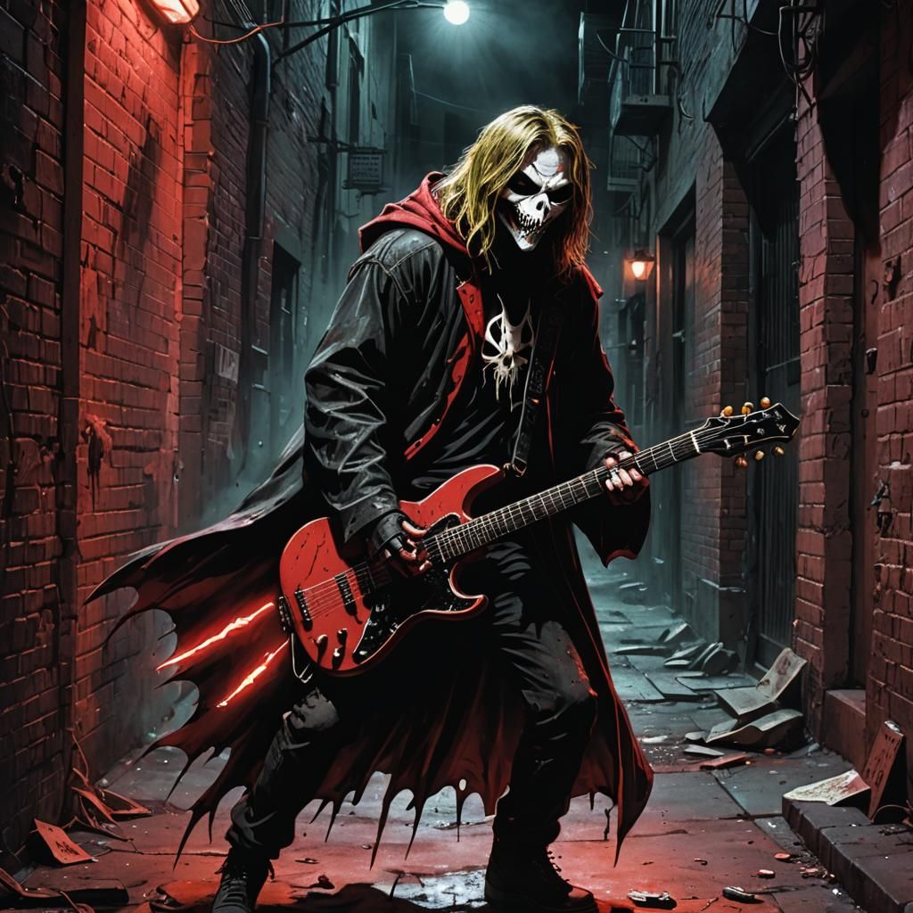 Kurt Cobain as Spawn in Dark Fantasy Alleyway