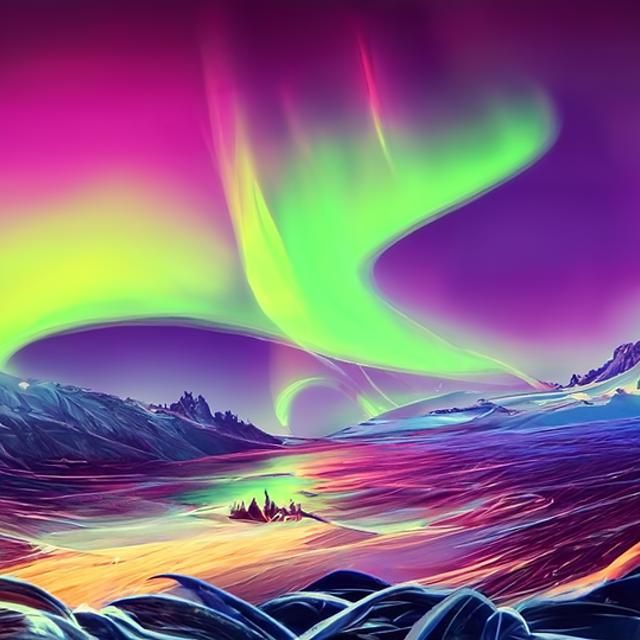 Ethereal Aurora Borealis in a Fantastical Landscape