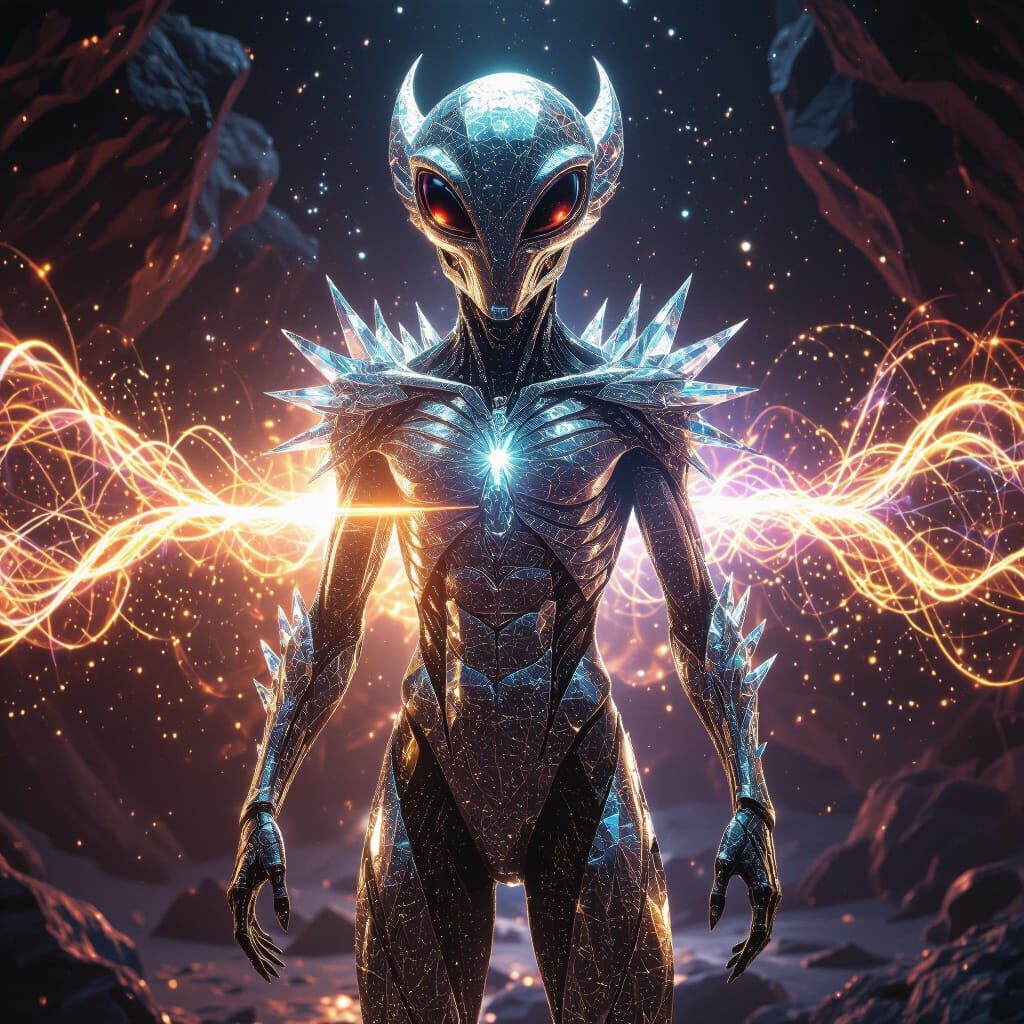 Alien Crystal Creature with Gamma Rays