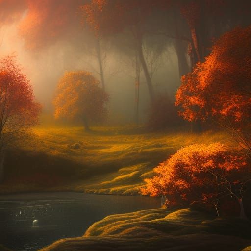 Detailed Autumn Landscape in a Matte Painting Style