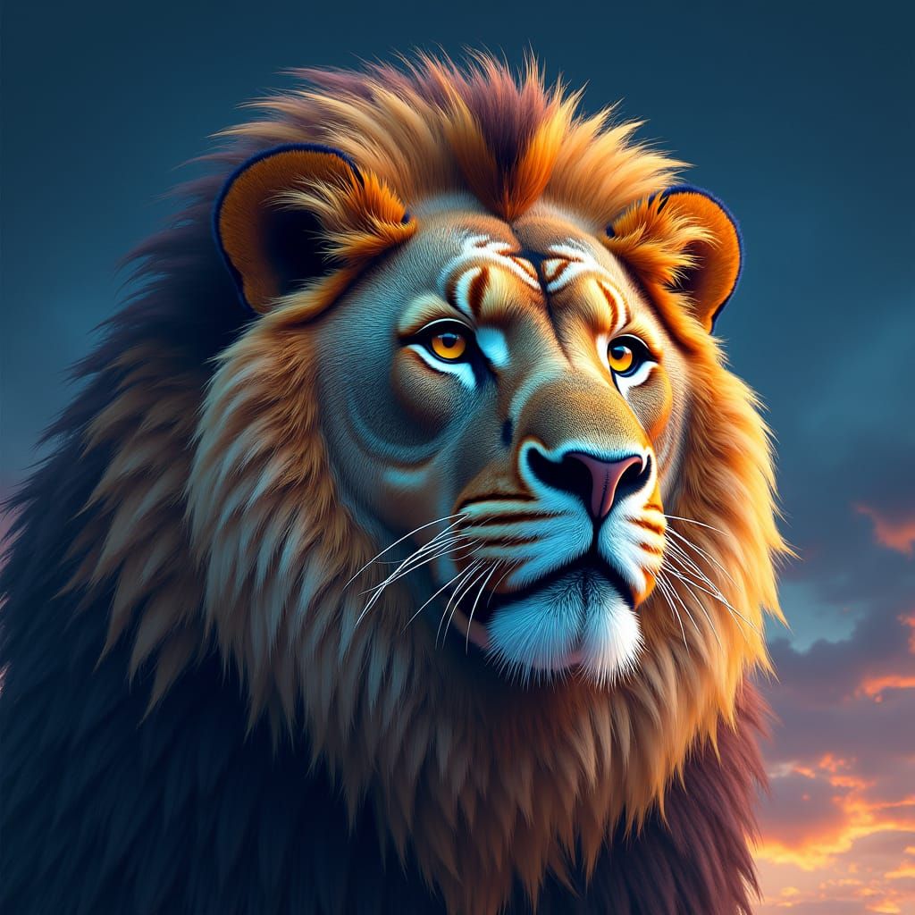 Owl-Lion Hybrid in a Matte Painting Style