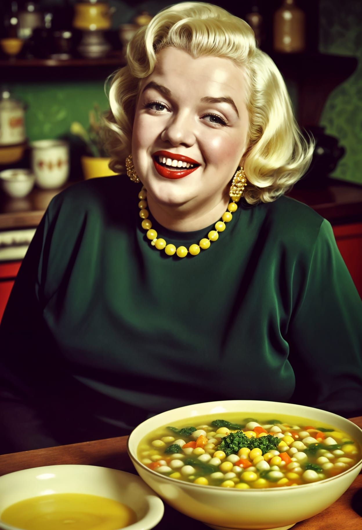 Hyperrealistic Obese Marilyn Monroe in 1950s Style