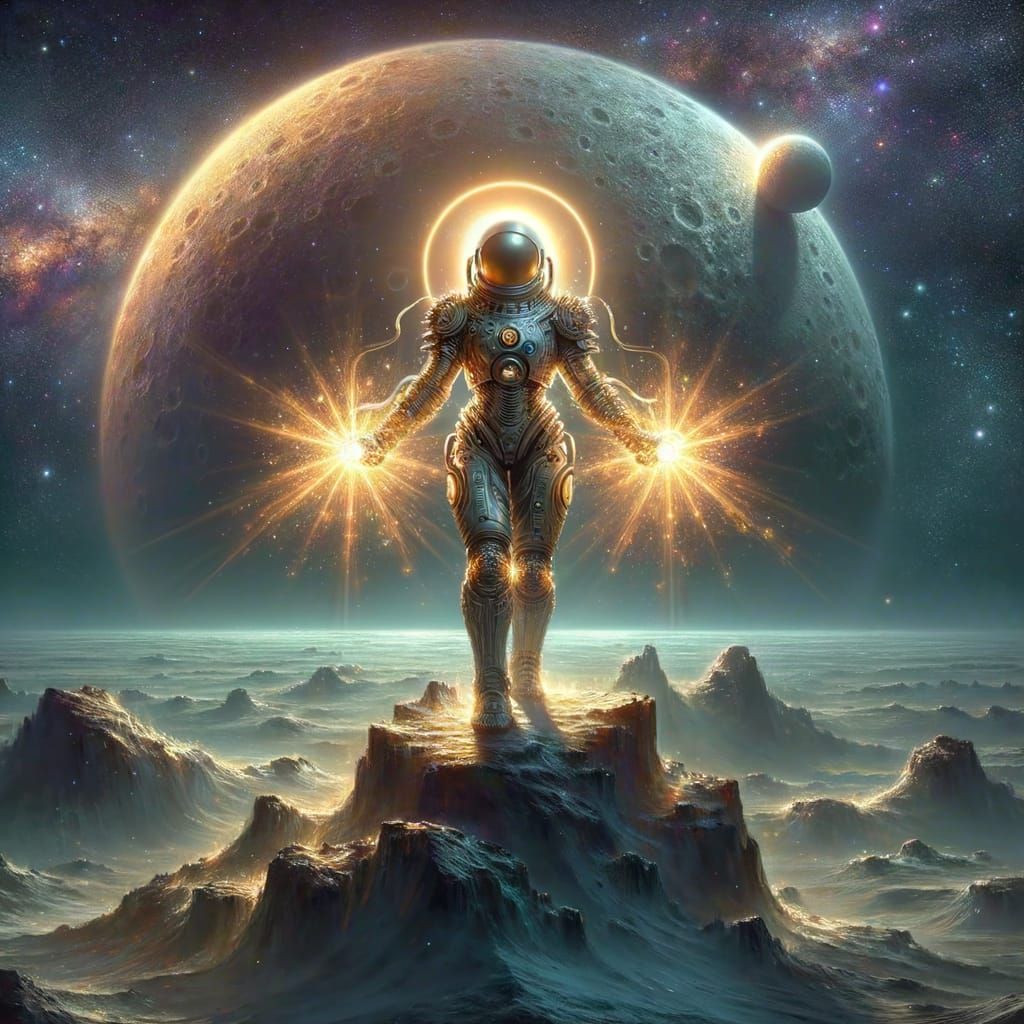 Armored Astronaut Warrior in Fantasy Realism Style