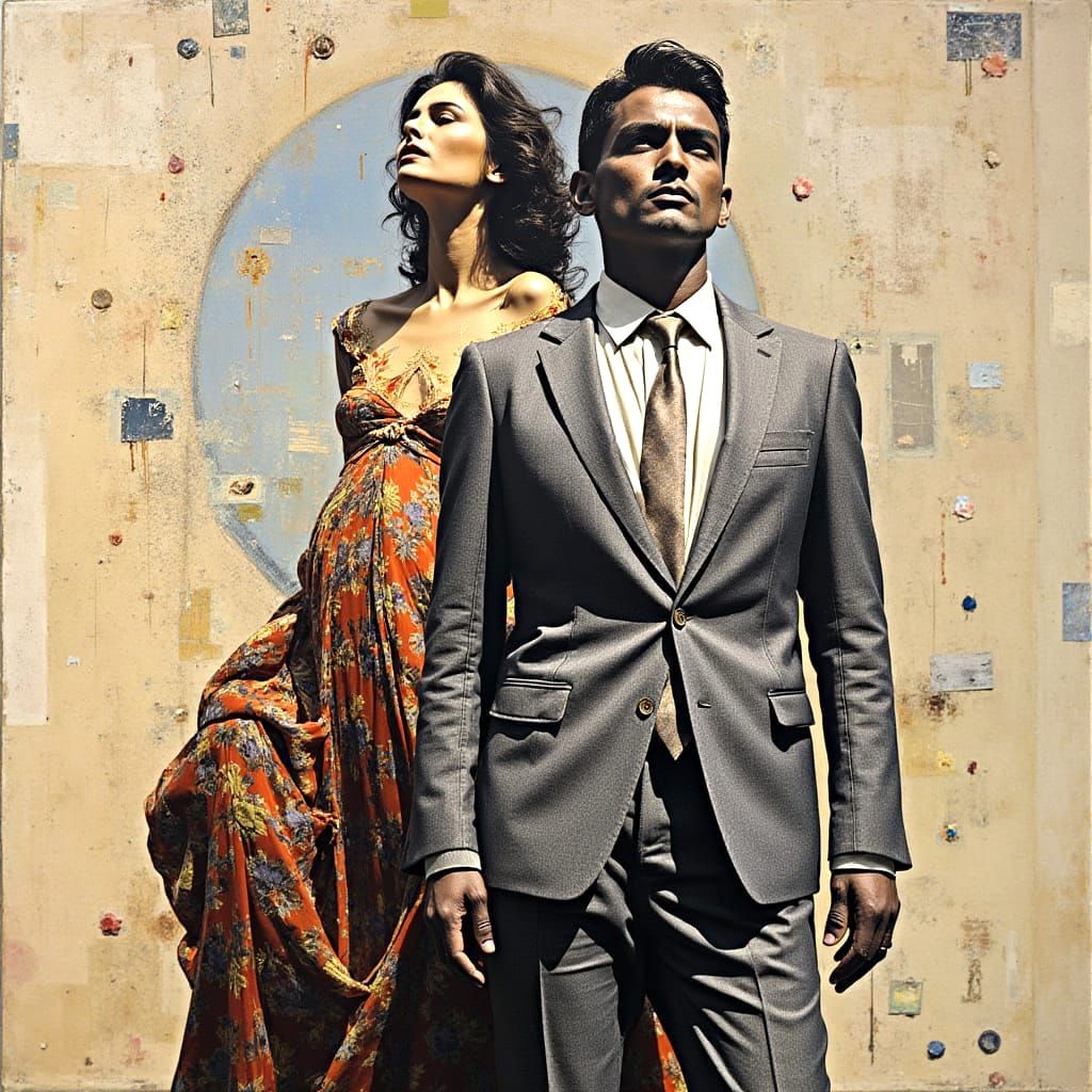 Dramatic Couple in Neo-Dada Mashup Style