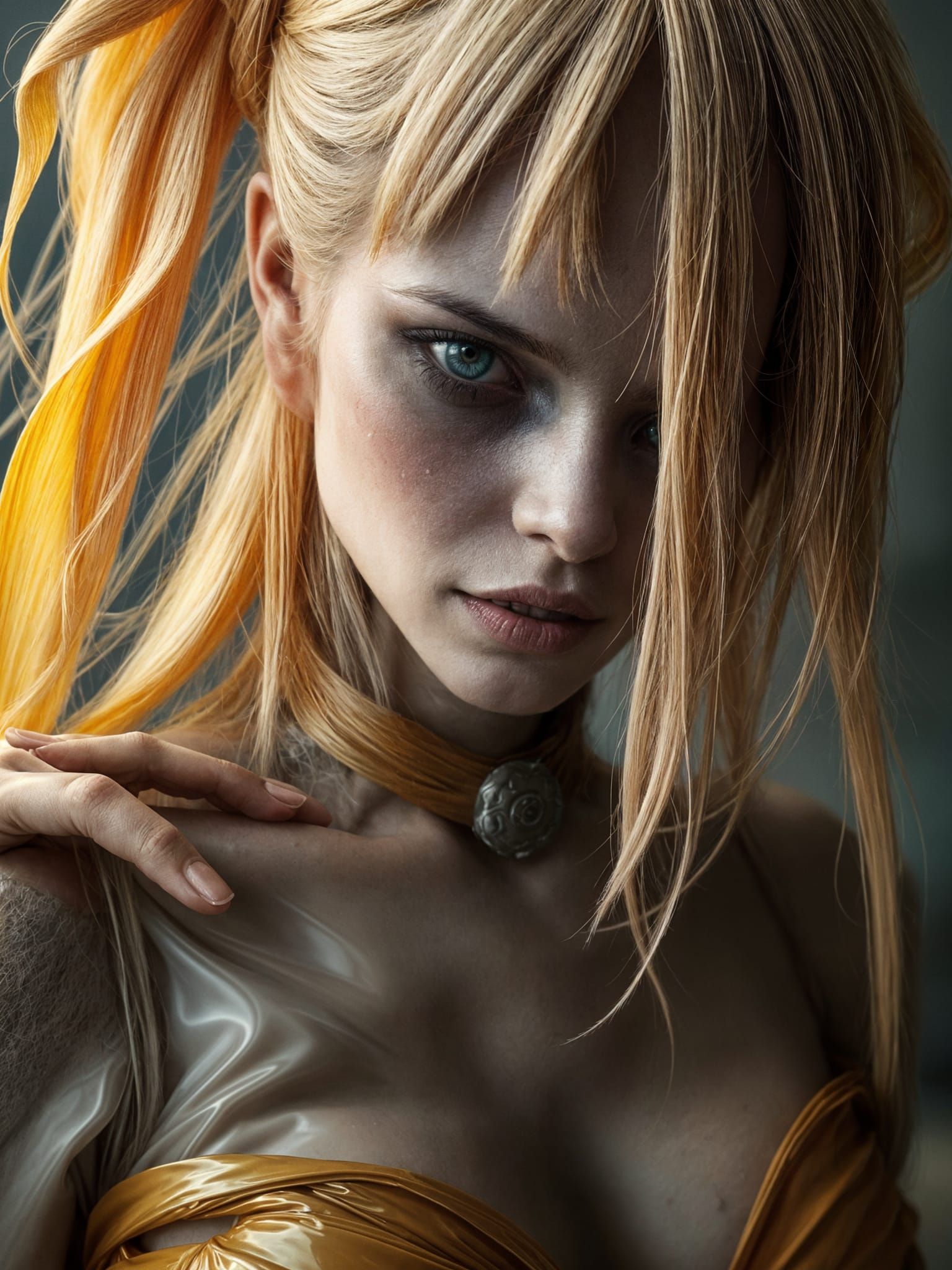 Surreal Futuristic Portrait with Ribbon Hair in Digital Art