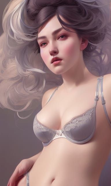 Voluptuous Lady in Lingerie: Detailed Portrait