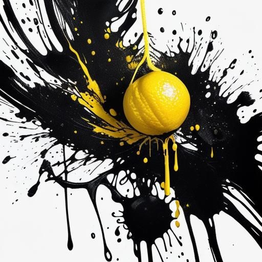 Lemon Tree in Ink Splash Art Style