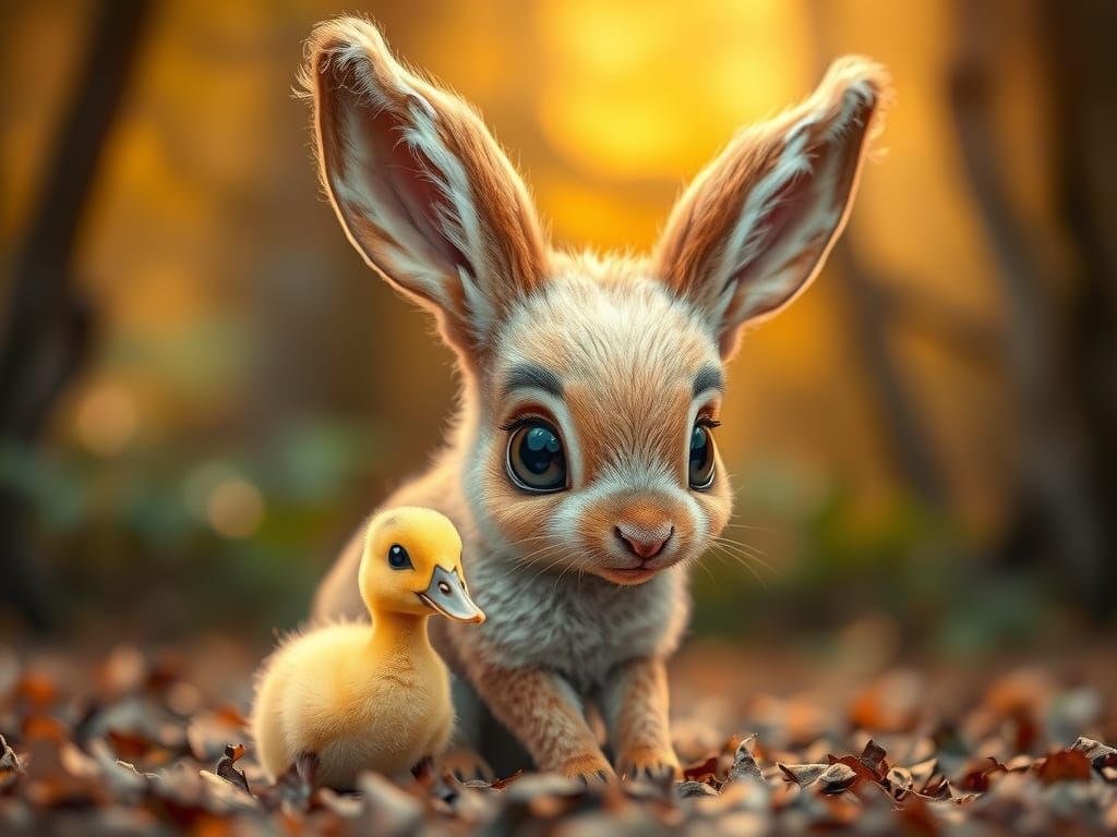 Cute Baby Jackalope in Enchanted Forest