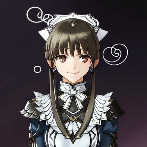 Anime Maid Portrait with Brown Hair and Eyes
