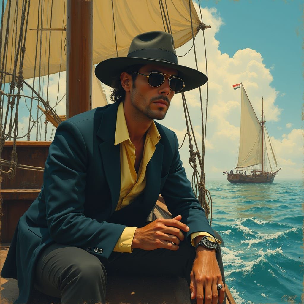 Mariner Bound to the Mast in a Dramatic and Luminous Scene