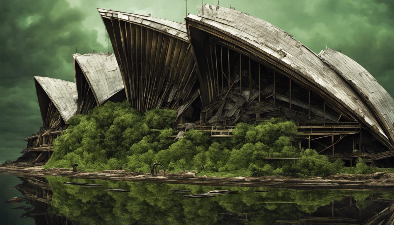 Post-Apocalyptic Sydney Opera House in Steampunk Style